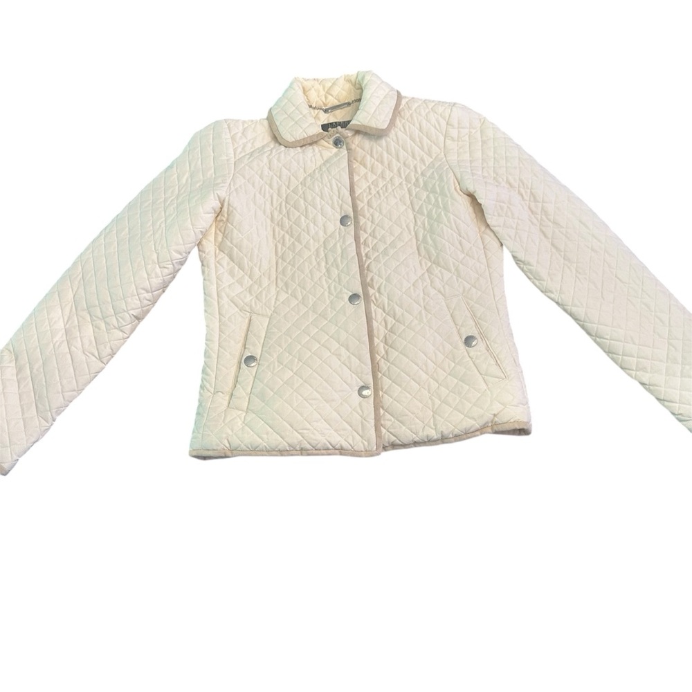 Lauren Ralph Lauren Quilted Nylon/Cotton Womens P/p  Cream Jacket Snap Up
